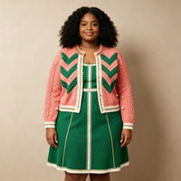 Ensemble de vêtements pour femmes à manches longues, nouvelle mode, de haute qualité, veste en tricot, col rond, robe courte verte