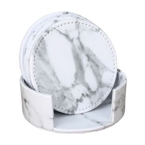 6 Pcs / Set Premium Leather Coaster Set Exquisite Non Slip Heat Insulation <b>Small</b> Placemat Pu Creative <b>Tea</b> <b>Cup</b> Mat in Stock - Product Image 3