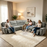 Juego de Sofás Reclinables Modulares en Forma de L, Muebles de Sala de Estar Modernos con Altavoz, Sofá Seccional de Lujo