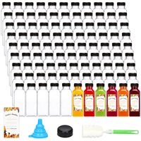 Botellas de Plástico para Jugo de 360 ml con Tapas, Botellas Reutilizables con Cepillo, Embudo y Etiquetas para Jugos y Smoothies de 12 oz