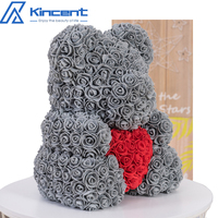 Usine Directe Fleur Artificielle Éternelle Rose Grand Ours En Peluche Amour Coeur 40CM PE Rose Ours Avec Boîte Cadeau