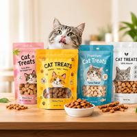 Sachets personnalisés imprimés pour friandises pour chats, refermables avec fermeture éclair, sacs d'emballage autoportants pour snacks pour animaux de compagnie, usine OEM/ODM pour la vente en gros