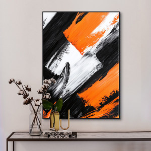 Modern duvar sanatı tablosu Baskılı Yağlıboya Stereoskopik Soyut Siyah Beyaz Turuncu Otel Dekoratif Veranda Arka Plan Duvarı Modern Daire - Product Image 3