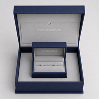 Boîte à bijoux personnalisée LionwrapacK en PU, double boîte à bagues, emballage cadeau, logo en feuille d'argent, boîte de fiançailles