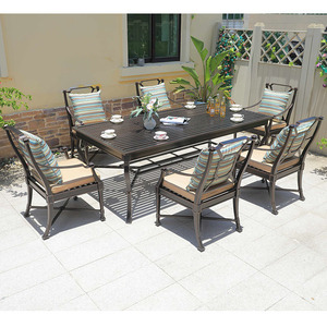 Conjunto de Mesa y Sillas de Comedor para Jardín, Patio o Cafetería, de Metal, con 6 Sillas - Product Image 6