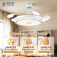 Ventilador de Techo con Aspas Invisibles, Motor DC Silencioso con Música, Luz de 3 Colores para Apartamento, Hotel, Iluminación Interior del Hogar