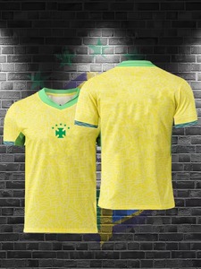 La nueva camiseta de fútbol brasileña de manga corta, ropa deportiva producida por una fábrica de ropa y personalizable.F10 - Product Image 2