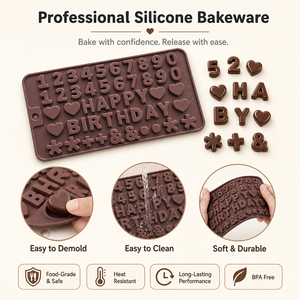 Molde de Silicona para Chocolate con Letras, Molde de Silicona de Grado Alimenticio Antiadherente, Bandeja de Silicona Libre de BPA, Molde para Decoración de Pasteles, Molde para Caramelos y Resina - Product Image 4