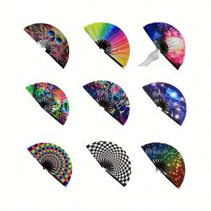 Abanico de Mano Grande de Bambú con Logotipo Personalizado al por Mayor, Abanico Pintado y Tallado con Diseño UV para Festivales y Promociones - Product Image 1