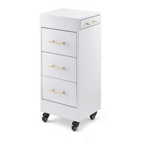 Chariot de coiffure mobile en bois avec roulettes et 3 tiroirs pour salon de beauté – Vente en gros