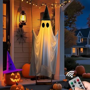 Decorazione di <span class=keywords><strong>Halloween</strong></span>: Fantasma Sospeso a Dondolo, Fantasma Luminoso Carino per Esterni, Decorazione per Feste e Festività - Product Image 1