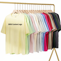 T-shirts amples en coton 100 % pour hommes, col rond, manches courtes, style décontracté, motif tricoté uni, 260 g/m², vente en gros