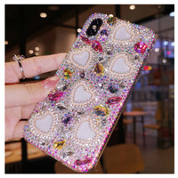 Coque transparente en silicone à couverture intégrale avec cœur incrusté de diamants pour iPhone 17 Pro Max Air, compatible avec les modèles 16/15/14/13