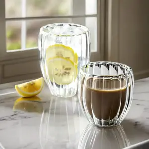 ग्लास कॉफी मग, दोहरी दीवार वाले एस्प्रेसो कॉफी कप, हीट इंसुलेटेड वॉटर कप