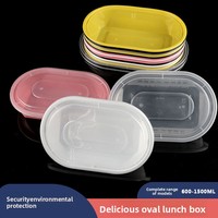 Boîte à lunch jetable en PP de qualité alimentaire, sans BPA, compatible micro-ondes, avec couvercle et compartiments, design rectangulaire ou ovale, pour plats à emporter, snacks et rôtis