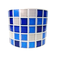 Adhesivo Decorativo para Pared con Diseño de Mosaico de Cerámica Tricolor Azul para Piscina, Baño, Imitación de Azulejos 3D