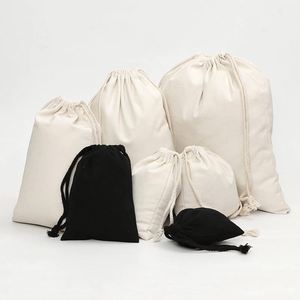 Wholesale Custom Recycled Cotton Canvas Drawstring Pouch Small <b>White</b> Muslin Colorful Double String <b>Bag</b> for Jewelry Packaging - Product Image 2