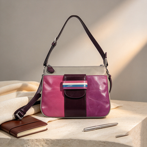 Bolso bandolera para mujer con diseño de bloques de color, bolsillo frontal a rayas, correa ajustable, bolso de gran capacidad - Product Image 5