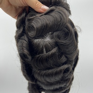 Parrucchino da uomo resistente con bordo largo in PU, frontale in pizzo svizzero, fatto a mano, con doppio nodo, linea frontale naturale, resistente al sudore, in capelli umani - Product Image 5