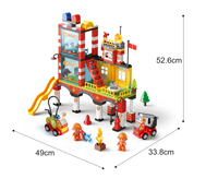 Feelo FL42002 Juego de Bloques de Construcción Clásicos de 173 Piezas con Escena de Estación de Bomberos para Niños, Juguete para Jugar al Juego de Bombero