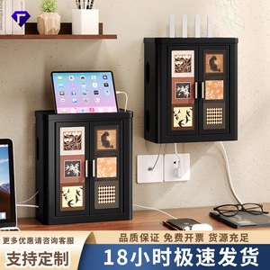 Vintage Style WiFi Router Storage Box Rectangle Wall Mounted Dustproof Cable Management Desktop Organizer Multiple Pattern - Product Image 5
