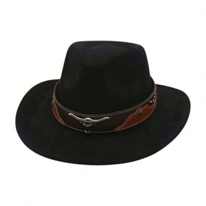 Sombrero Fedora Estilo Europeo Americano con Protección Solar para Hombre y Mujer, Sombreros Vaqueros de Primavera Verano con Banda OX para Parejas, Festival de Música - Product Image 2