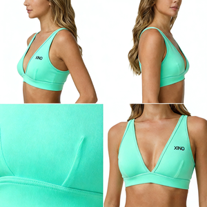 Sujetador Deportivo <span class=keywords><strong>XINO</strong></span> para Mujer, Cuello en V Profundo, Tirantes Anchos, Soporte Firme, Sensación Suave como la Mantequilla, Elástico en 4 Direcciones, Transpirable, para Yoga y Ejercicio - Product Image 2