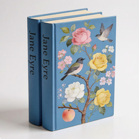 Carnet de notes de luxe à couverture rigide imprimée sur mesure, avec vernis sélectif UV, reliure cousue, en carton artistique, motif floral et oiseaux esthétique