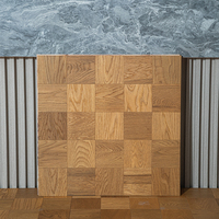 Parquet en teck naturel à motifs en damier, multicouche, design scandinave