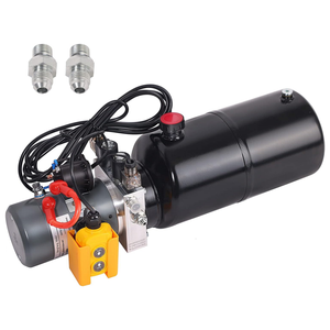 Unité hydraulique avec réservoir d'huile en fer de 8 litres, moteur 12V DC, pompe à double action pour levage 4M, poignée de commande - Product Image 1