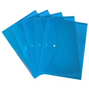 Wholesale A3 Plastic File Wallet Folders Clear Coloful Envelope Plastic Pockets Button Snap File Folder