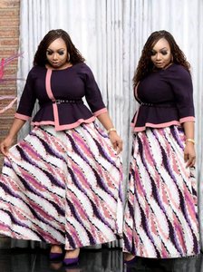 Y208111 Nuevo Vestido Africano para Mujer, Tallas Grandes 2XL-6XL, Vestidos Casuales con Cinturón, Gran Venta - Product Image 2