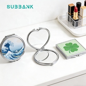 Subbank Custom Pocket Compact Makeup Sublimation Mirror Small Foldable Portable Double Sided Promotional Cosmetic Mirror