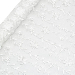 Jacquard phong cách trắng lưới vải ren với tất cả-trên hoa thêu thân thiện với môi nhà sản xuất giảm giá bán buôn - Product Image 5