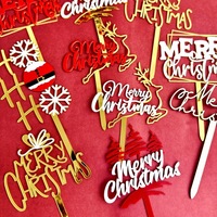 MOYI Prix usine Ensemble de décorations de gâteau de Noël en acrylique de 1,3 mm, insert de gâteau de Noël rouge et or miroir pour pâtisserie, fournitures de fête, commande en gros
