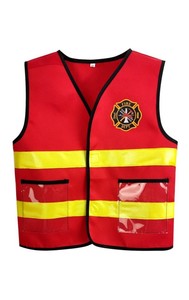 Costume de pompier pour enfant Ecowalson, inspiré des films et séries télévisées, <span class=keywords><strong>rouge</strong></span>, pour garçon, Noël, polyester. - Product Image 3