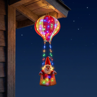 Guirlande lumineuse décorative AVEKI en forme de ballon à air chaud de Noël avec Père Noël, 8 modes clignotants, alimentée par piles, en plastique, pour arbre