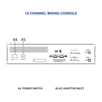 Table de mixage audio professionnelle IPALead MC-312 à 12 canaux avec Bluetooth, entrées TRS/XLR/RCA, alimentation fantôme 48V, contrôleur DJ surround