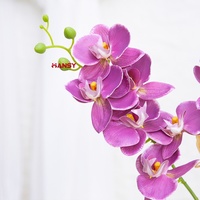 Tanaman Anggrek Phalaenopsis Buatan Warna Ungu dalam Pot, Bunga Kupu-kupu Plastik Realistis untuk Dekorasi Rumah