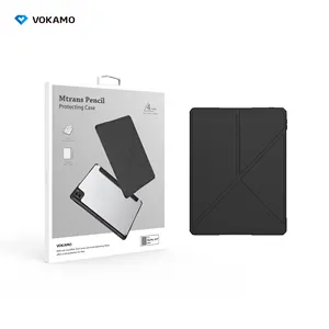 Sarung Tablet 12.9 inci hitam untuk Ipad, dengan tempat pensil tipis PU sarung kulit untuk IPad generasi casing