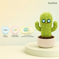 Peluche Cactus Parlant IA ChatGPT, Animal en Peluche Électronique, Jouet d'Éveil pour Enfants, Cadeau de Noël en Gros