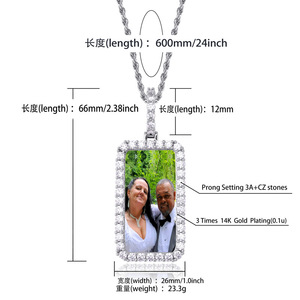Collana con Ciondolo Portafoto Personalizzato in Zirconia Cubica, Stile Hip Hop, Regalo <span class=keywords><strong>per</strong></span> Bambini, Mamme, <span class=keywords><strong>Papà</strong></span> e Familiari - Product Image 3