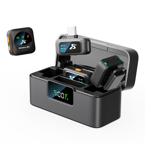 Mini microphone cravate sans fil avec suppression du bruit, kit de vlog à double micro pour les vloggers solo, <span class=keywords><strong>enregistrement</strong></span> et diffusion en direct mobile - Product Image 1