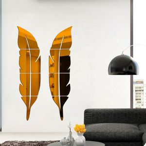 1PC Autocollant mural 3D en forme de plume, miroir, pour salon, décoration artistique, autocollant en vinyle, autocollant acrylique, décoration murale - Product Image 5