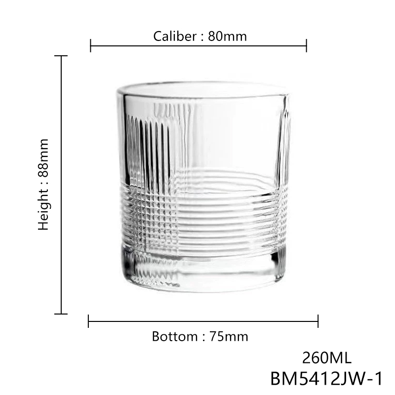 Tasse à whisky transparente 260ml, modèle clôture BM5412JW-1