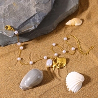 Collar de Acero Inoxidable con Colgante de Concha y Estrella de Mar para Playa, Verano, Pulsera