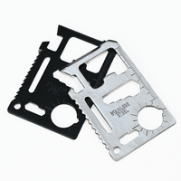Couteau de carte de crédit multifonctionnel 11 en 1 Taille de portefeuille Carte multi-outils en acier inoxydable avec sac en cuir