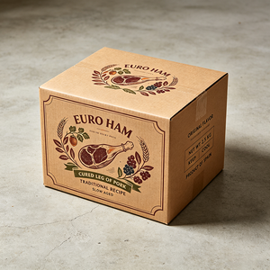 Caja de Cartón Corrugado Kraft Impresa con Diseño Personalizado para Pierna de <span class=keywords><strong>Jamón</strong></span> Europea, Reciclable, Impermeable, para Envío de Alimentos, Cartón Encerado - Product Image 1