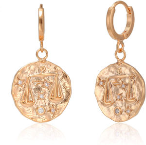 Boucles d'oreilles <span class=keywords><strong>horoscope</strong></span> en acier inoxydable, bijoux personnalisés en or plaqué or, pendentif en forme de signes du zodiaque, boucles d'oreilles d'astrologie - Product Image 5