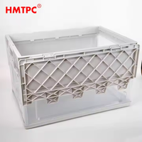 Grandes caisses de rangement en plastique pliable blanc clair pour fruits Boîte empilable noire Panier à linge pliable Boîte de rangement pliable